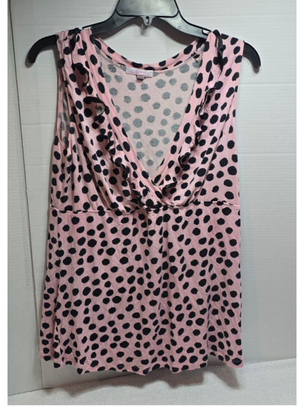 Women's Lemon TART Plus Size 1X Pink Black Polka Dot Tank Top